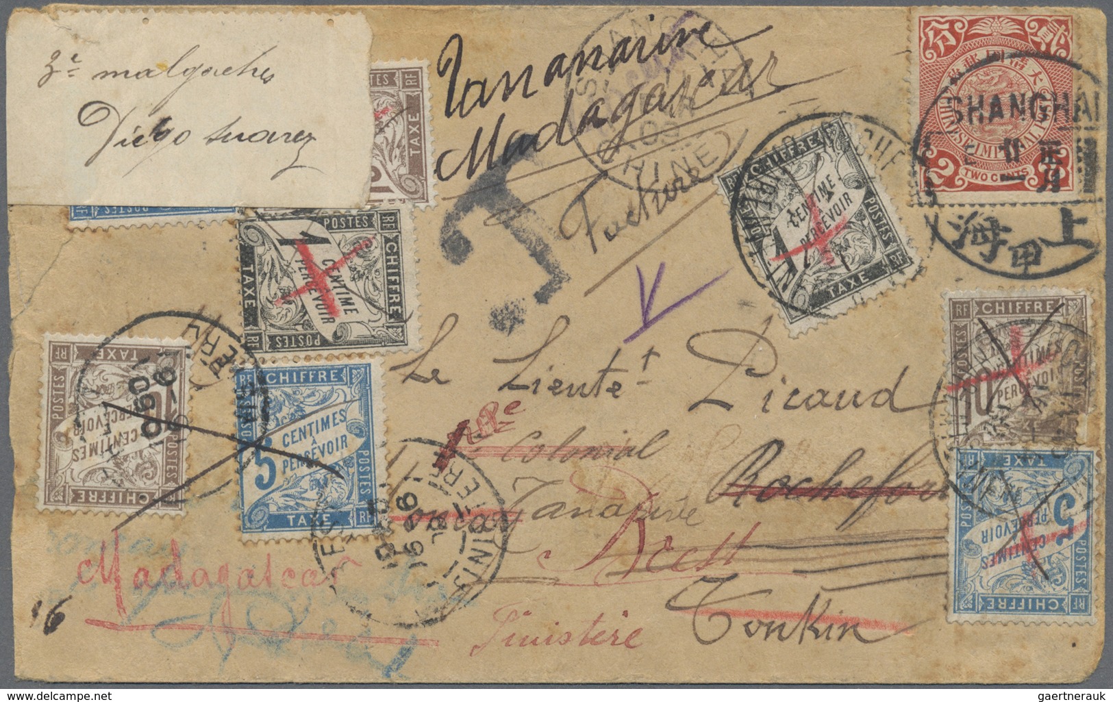 Br China: 1909, 5c. Red On Insufficiently Paid Cover From Shanghai Chinese Post Via French P.O. 9.2.09 - Other & Unclassified