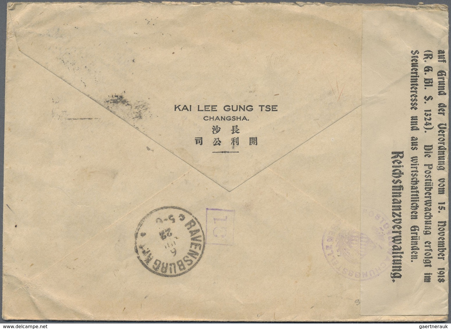 Br China: 1914, Junk 10 C. Pair Tied Two Strikes Bisected Bilingual „CHANGSHA 23 MAY 22“ To Registered - Autres & Non Classés