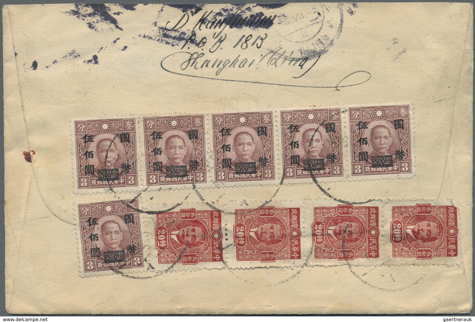 Br China: 1946, Airmail Surcharge Set On Hong Kong Printing Inc. The Better $53/15 C.  Tied "SHANGHAI 1 - Andere & Zonder Classificatie