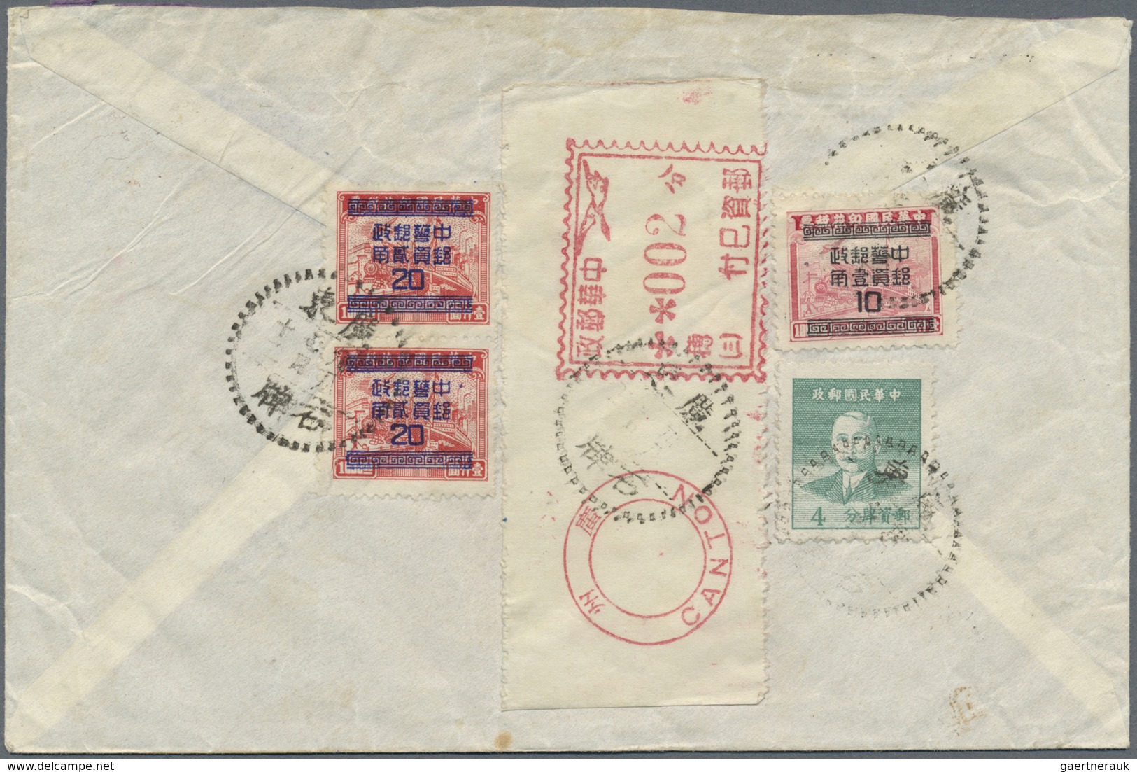 Br China: 1949, Silver Yuan Meter „CANTON / 2 F.“ With Silver Yuan SYS 2 C. Resp. Same Ovpt. On Fiscals - Andere & Zonder Classificatie