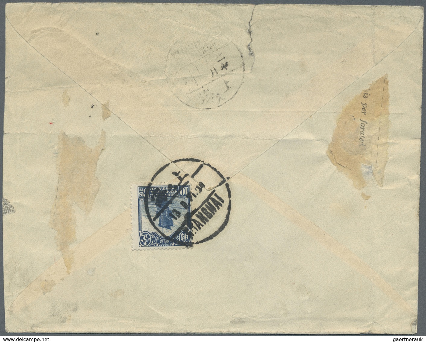 Br China - Portomarken: 1932. Registered Illustrated Envelope (faults/tear At Top) Headed 'Nestle And A - Strafport