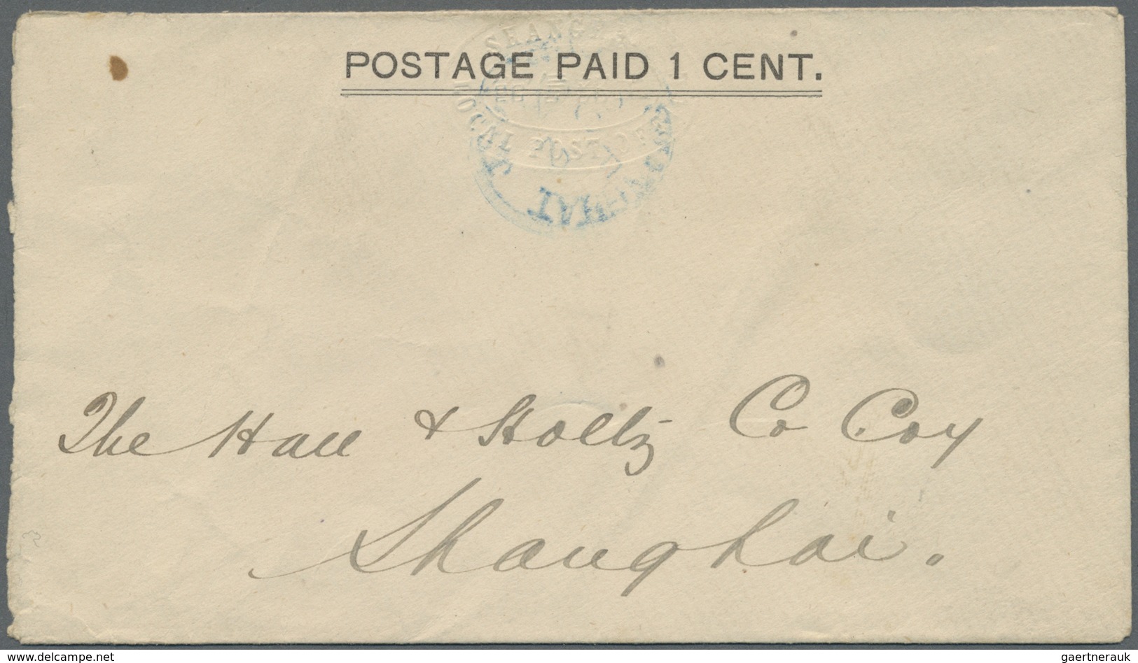 GA China - Lokalausgaben / Local Post: 1893 (Feb.) Chinese Local Posts: Shanghai, "Postage Paid 1 Cent" - Other & Unclassified