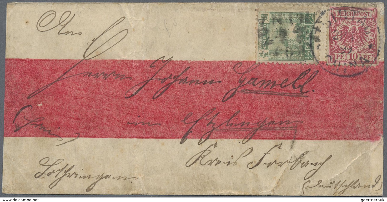 Br China - Lokalausgaben / Local Post: 1899, Chefoo ½ C. Canc. Half Moon Bilingual „TSINGTAU CHINA“ In - Other & Unclassified