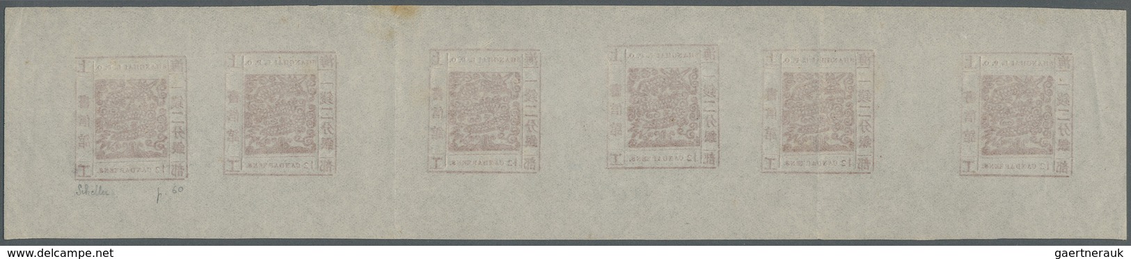 (*) China - Shanghai: 1865/1866, Large Dragon 3 Candareens Brown, A Strip Of Five, Unused No Gum As Issu - Andere & Zonder Classificatie