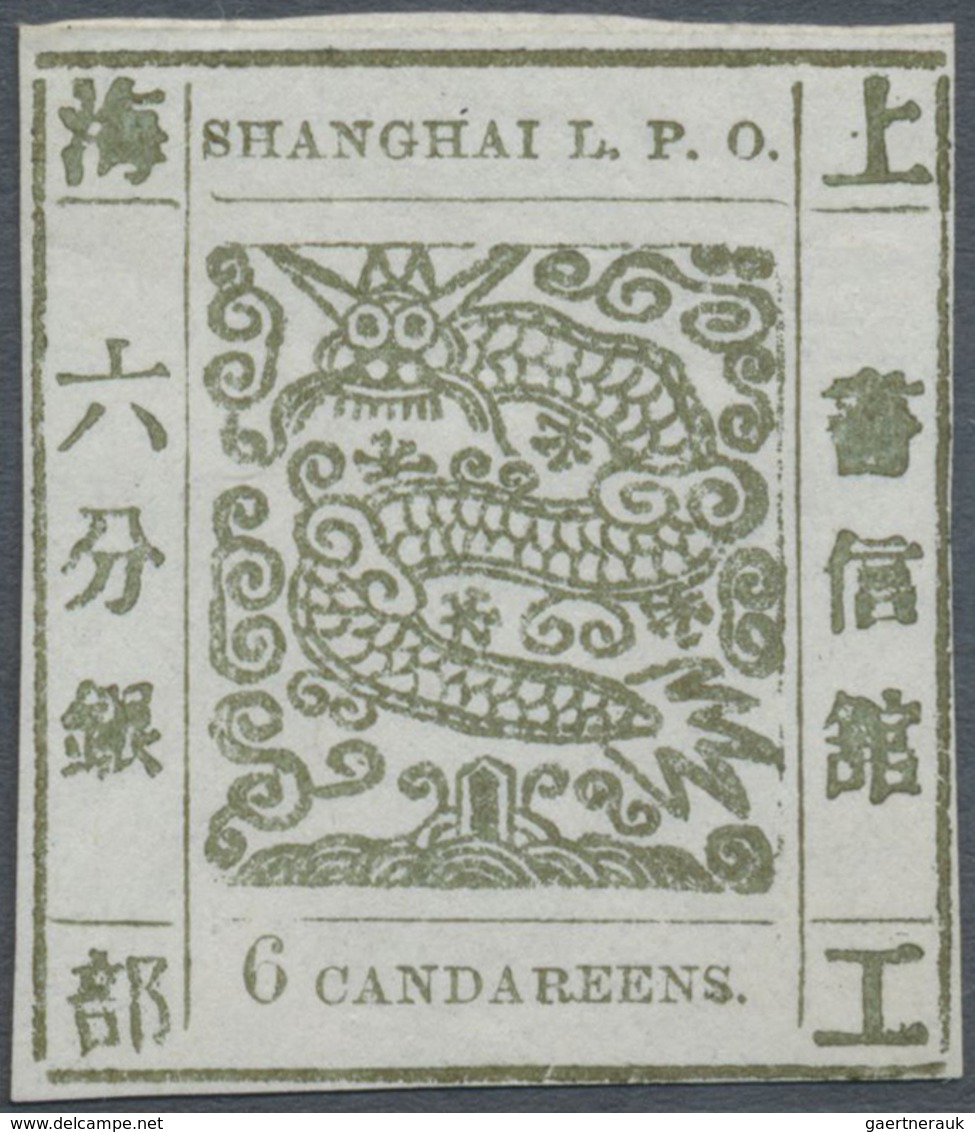 (*) China - Shanghai: 1871/72, 6 Ca. Olive Green, Official Reprint On Mesh Paper, Unused, Slight Gum Cre - Andere & Zonder Classificatie