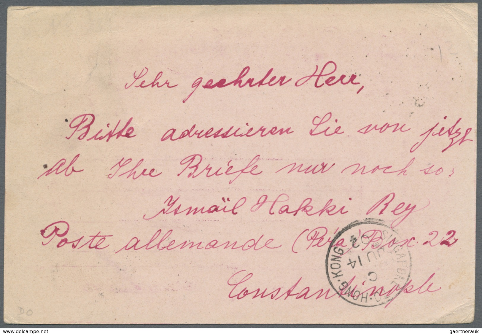 GA China - Besonderheiten: Incoming Mail, 1902, Turkey/Osman Epire, 20 Pia Canc. "PERA"  Via "COS. GALA - Other & Unclassified