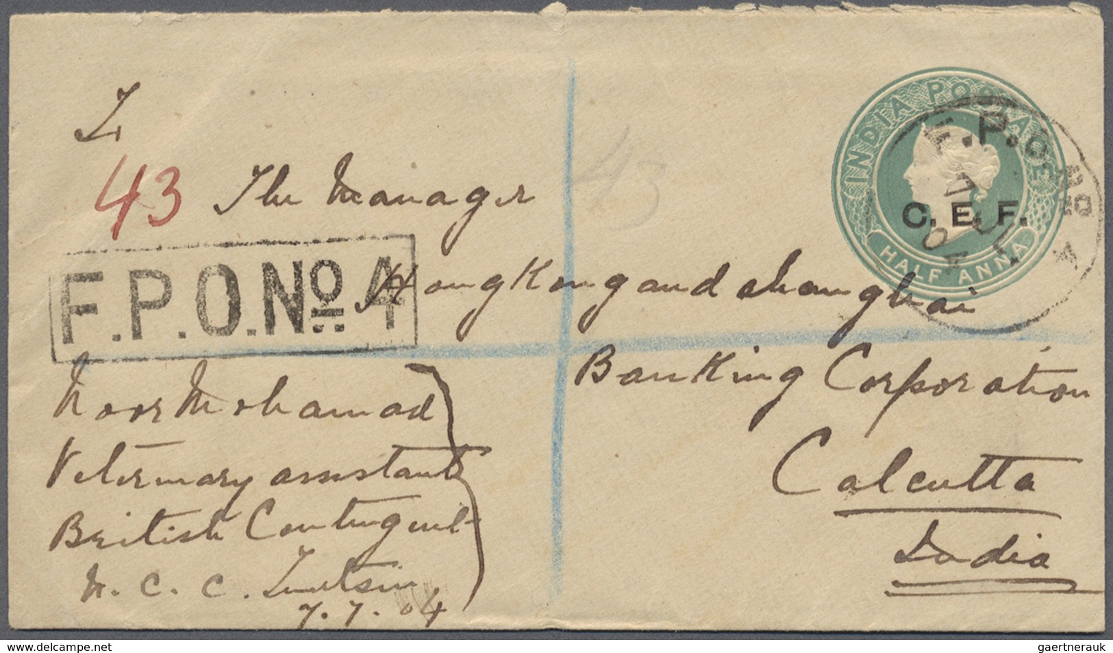 GA China - Besonderheiten: 1904. Registered 'China Expeditionary Force' Postal Stationery Envelope Half - Andere & Zonder Classificatie