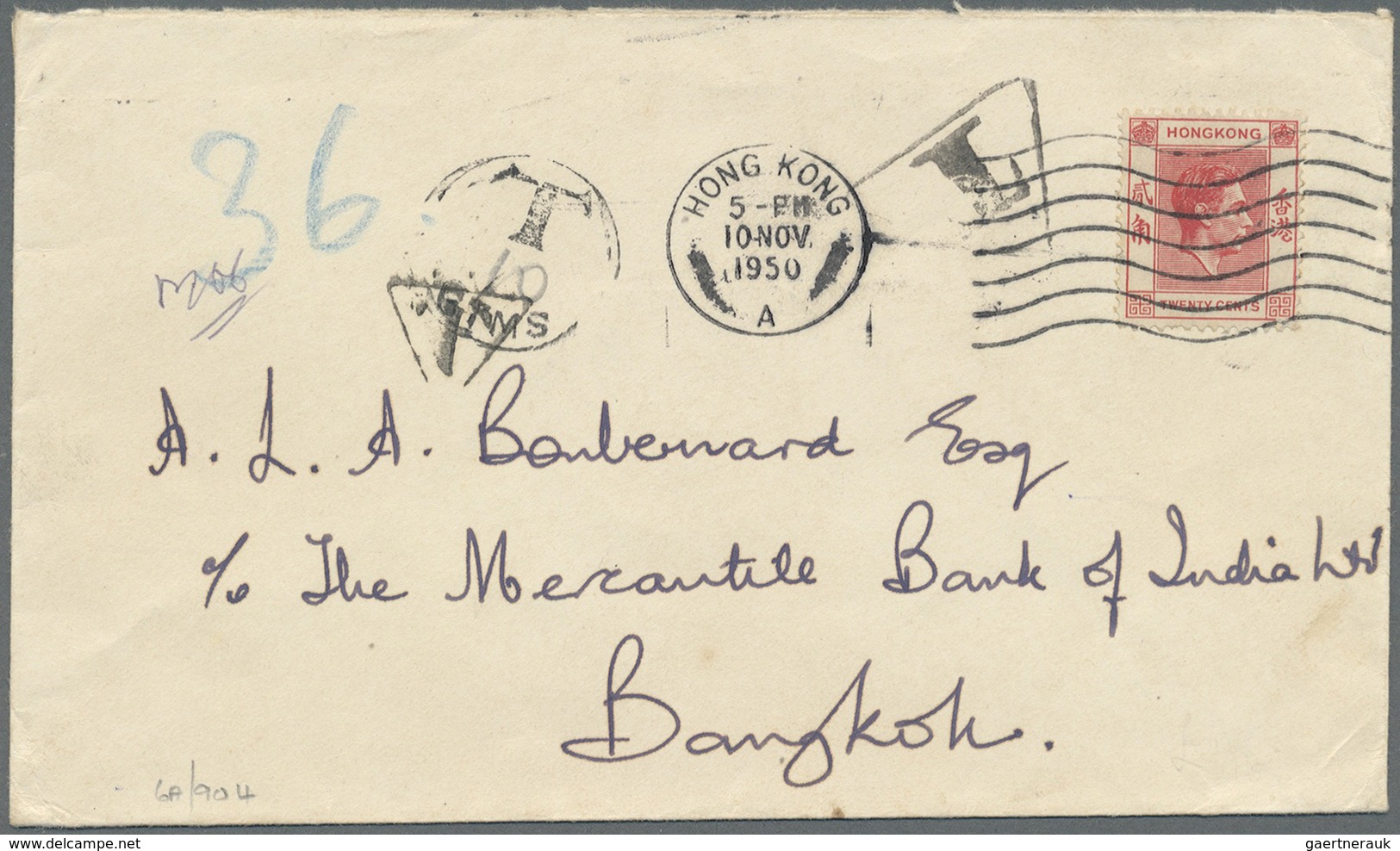 Br Hongkong - Besonderheiten: 1950/1972, underpaid taxed covers (6) inc. triangular boxed "T" (3), two-