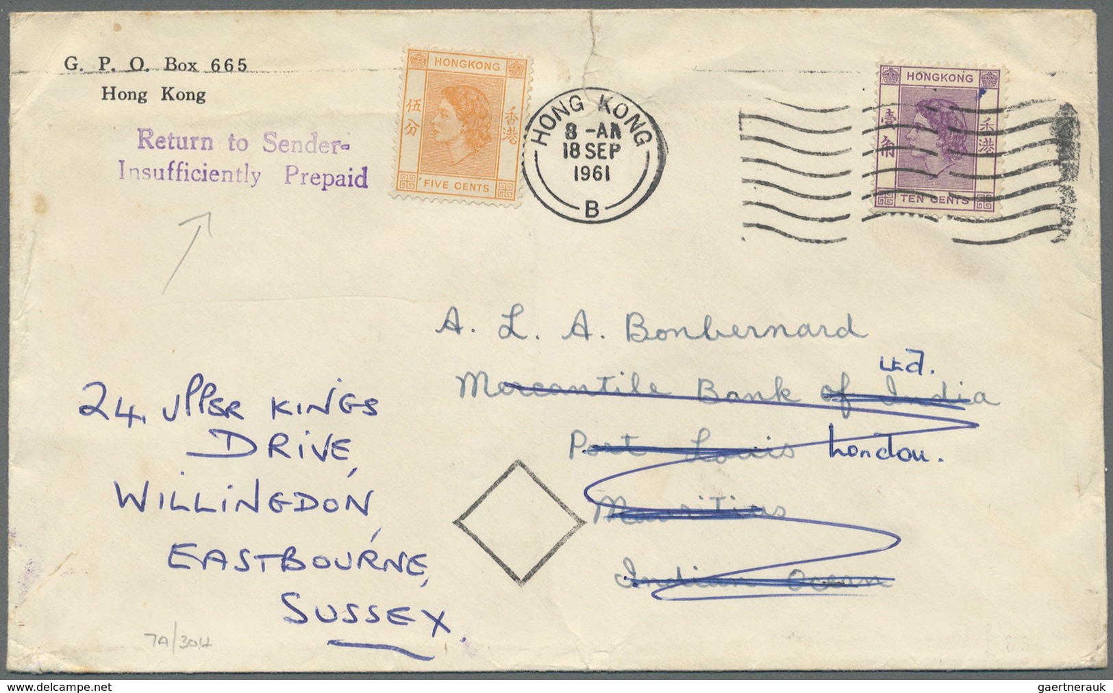 Br Hongkong - Besonderheiten: 1950/1972, underpaid taxed covers (6) inc. triangular boxed "T" (3), two-