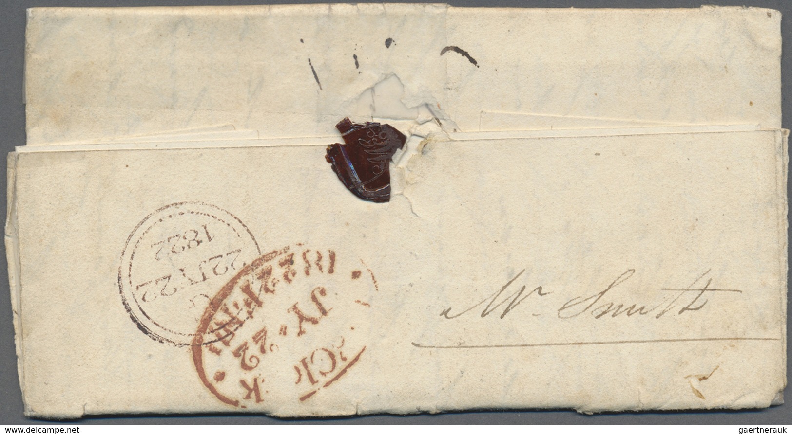 Br Indien - Vorphilatelie: 1822 (5 Jan): Entire Letter Written 5th January Passed Through Calcutta On T - ...-1852 Voorfilatelie