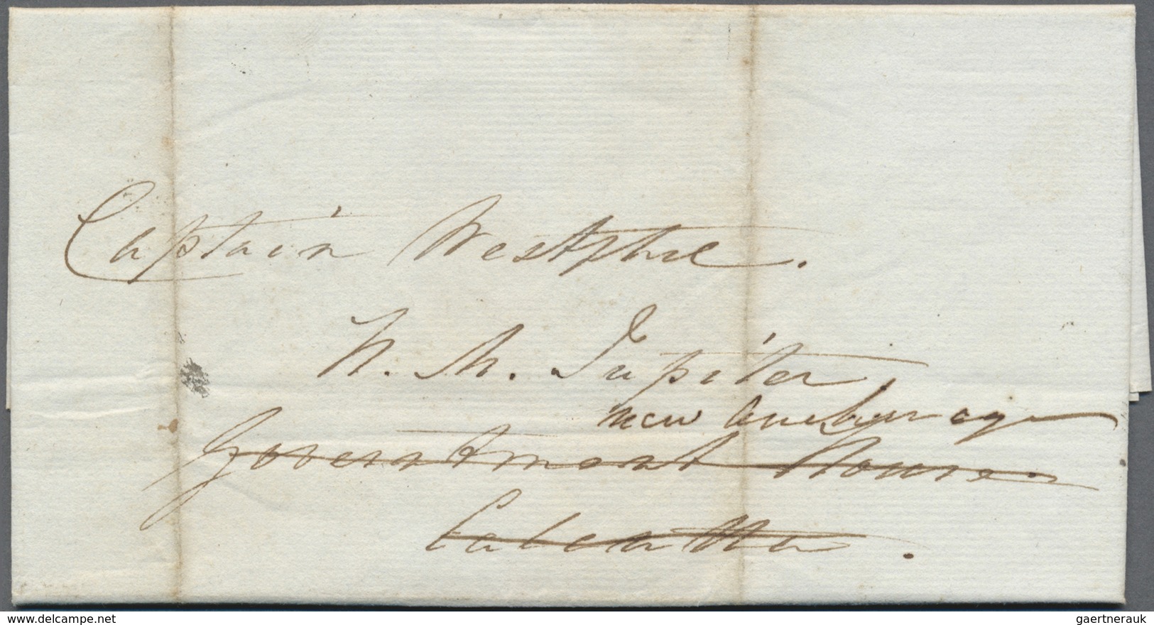 Br Indien - Vorphilatelie: 1823: "NEW ANCHORAGE/POST OFFICE" Double Oval Handstamp In Black (Gile No.1) - ...-1852 Voorfilatelie