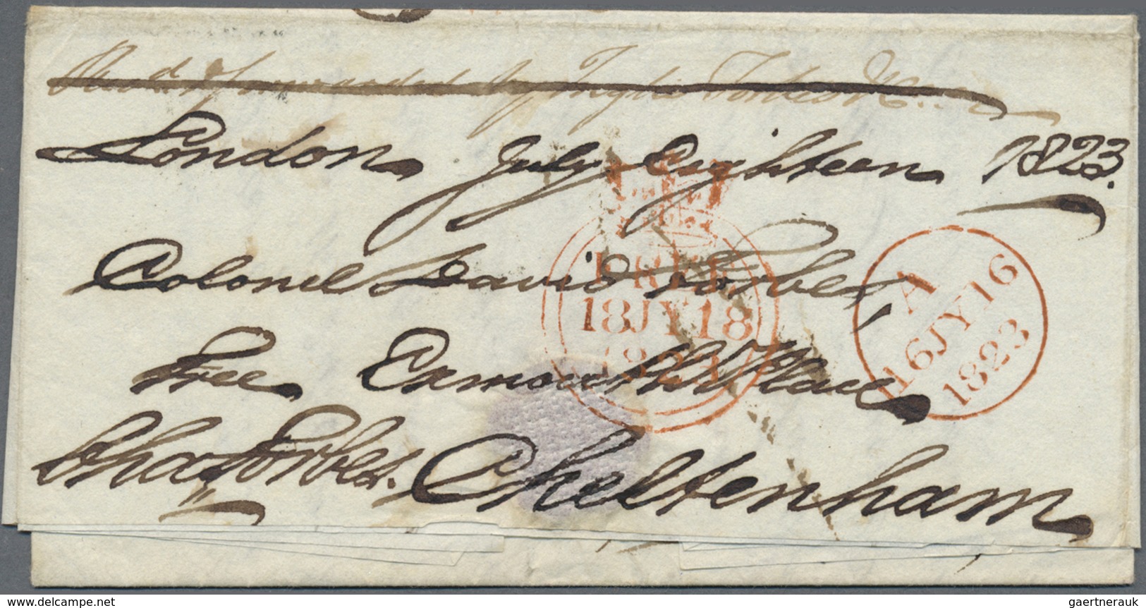 Br Indien - Vorphilatelie: 1823 (4 Jan.) Entire Letter From Calcutta To "Lt. Colonel David Forbes/Care - ...-1852 Prephilately