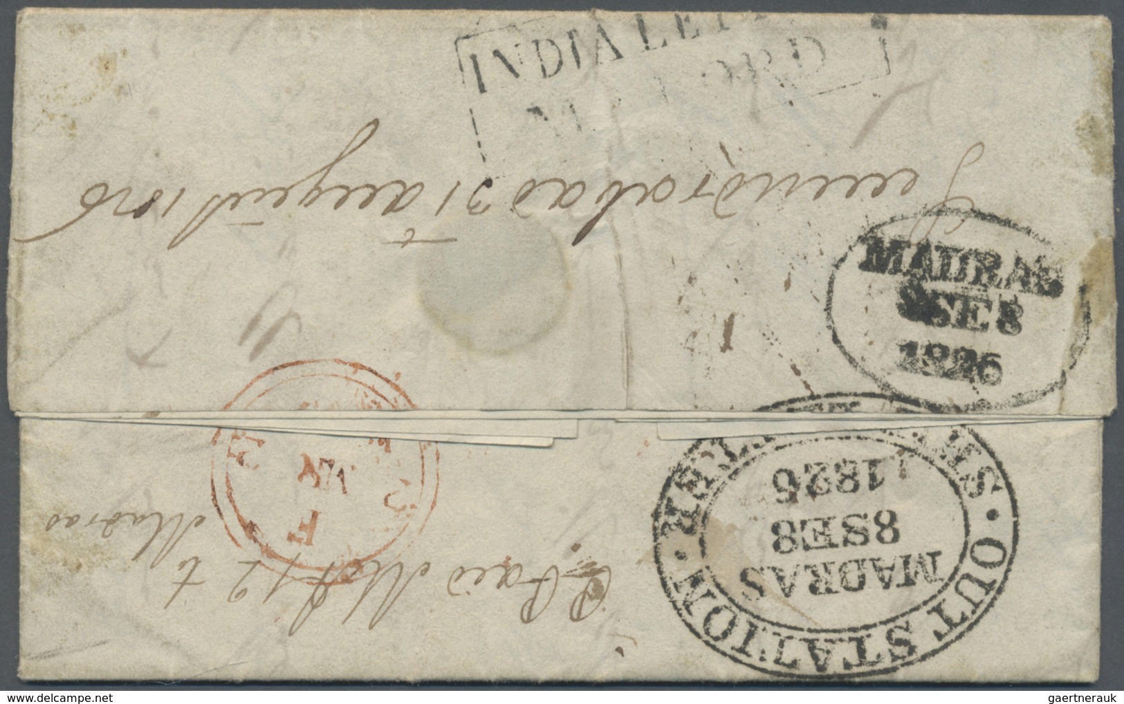 Br Indien - Vorphilatelie: 1826. Pre-stamp Envelope Written From Hyderabad Dated 'August 31 1826' Addre - ...-1852 Prephilately