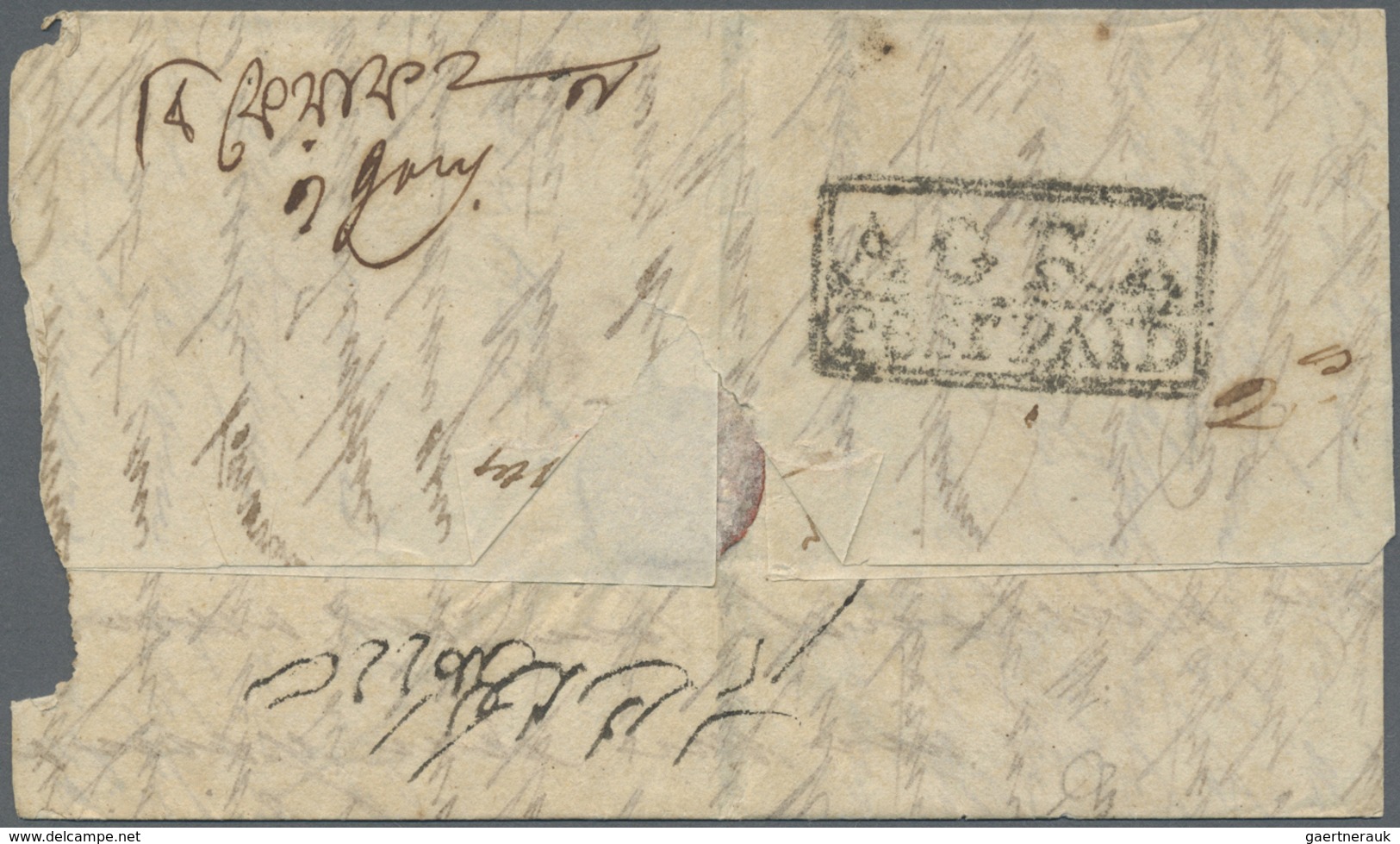 Br Indien - Vorphilatelie: 1826. Stampless Envelope (shortened At Left) Written From 'The Customs House - ...-1852 Voorfilatelie