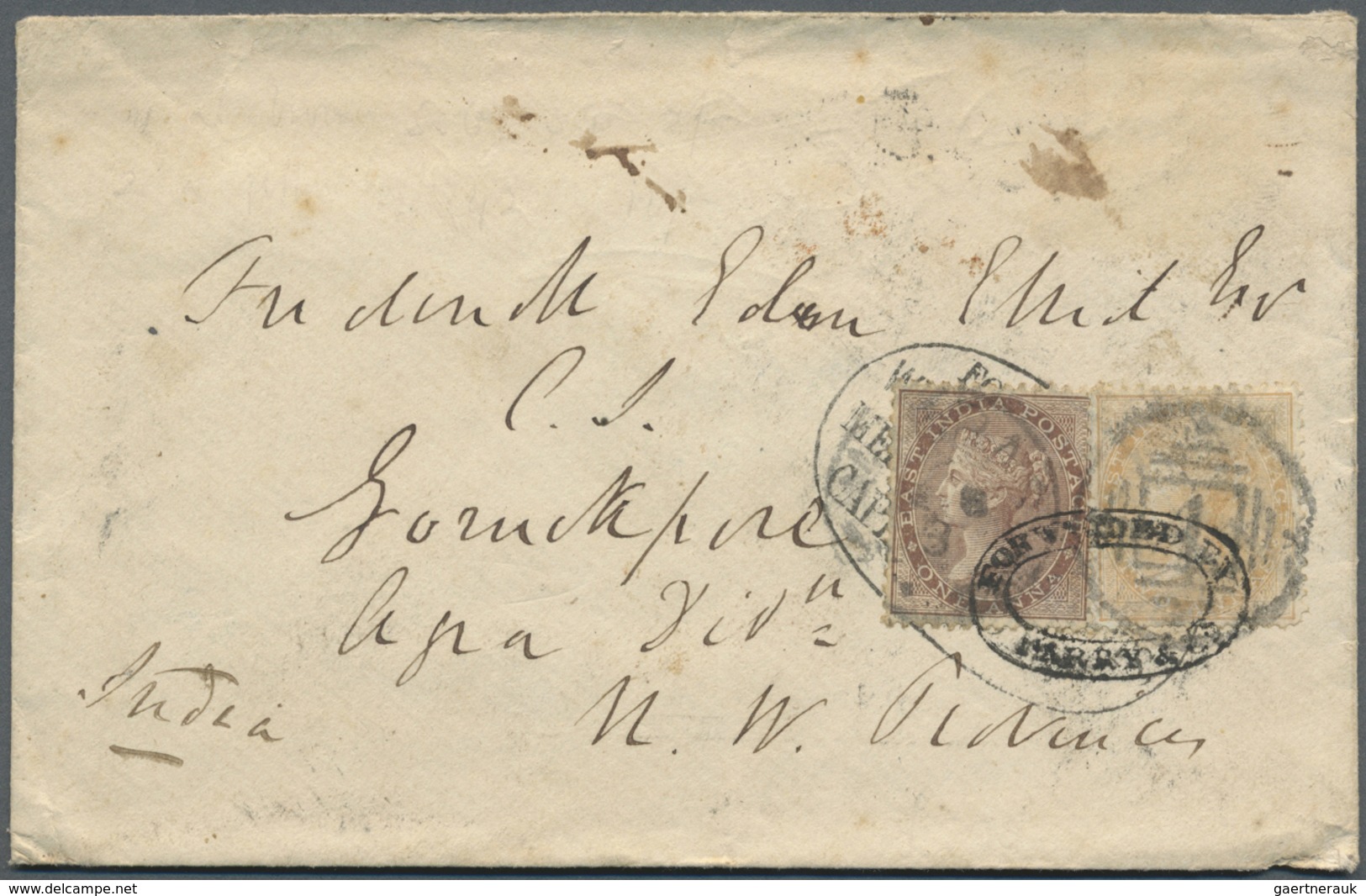 Br Indien: 1863 Cover To Goruckpore, India Forwarded From Cape Of Good Hope To Madras By M/s Wander Gra - Andere & Zonder Classificatie