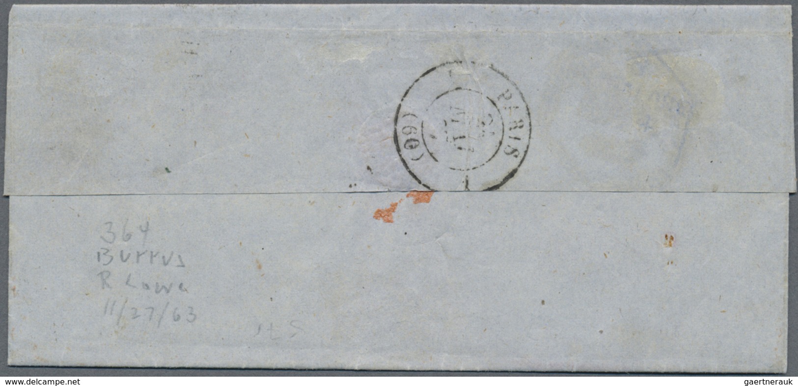 Br Indien: 1867. Small Envelope Addressed To Paris Bearing India SG 56, 8p Mauve (pair) And SG 61, 2a O - Other & Unclassified