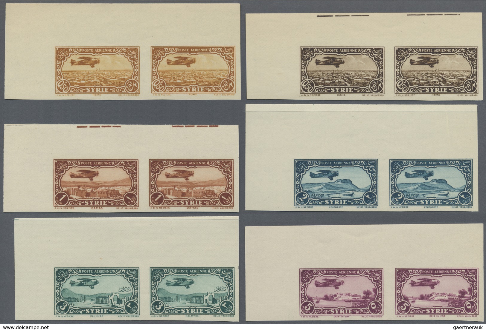 */** Syrien: 1931/1933, Airmails, 0.50pi. To 100pi., Complete Set Of Eleven Values, IMPERFORATE Marginal - Syria