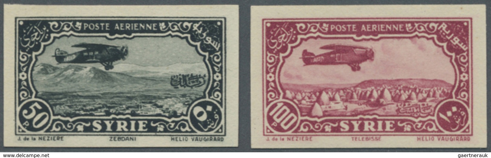 * Syrien: 1931/1933, Airmail Issue Complete Set IMPERFORATE, Mint Lightly Hinged. Maury PA50/60nd, 800 - Syrië