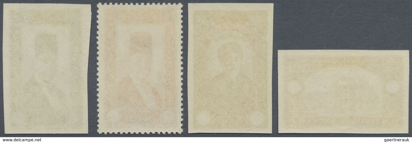 * Syrien: 1934, 10 Years Republic Four PROOFS WITHOUT DENOMINATIONS Incl. Parliament In Violet, Abu El - Syrië