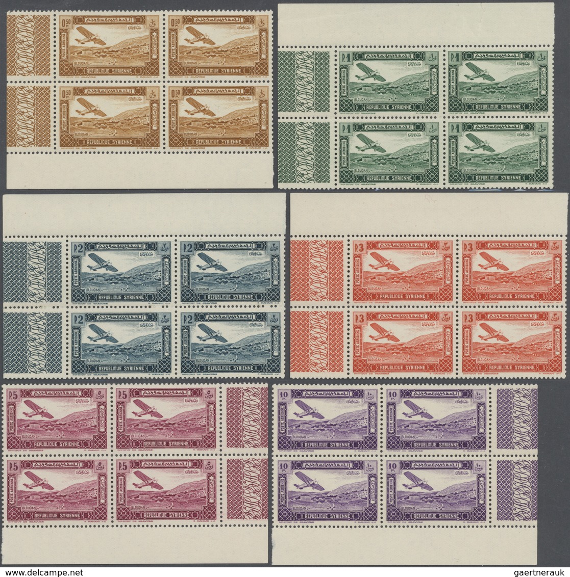 ** Syrien: 1934, 10 Years Republic Complete Perf Set 29 Values Blocks Of Four, Mint Never Hinged, Very - Syria