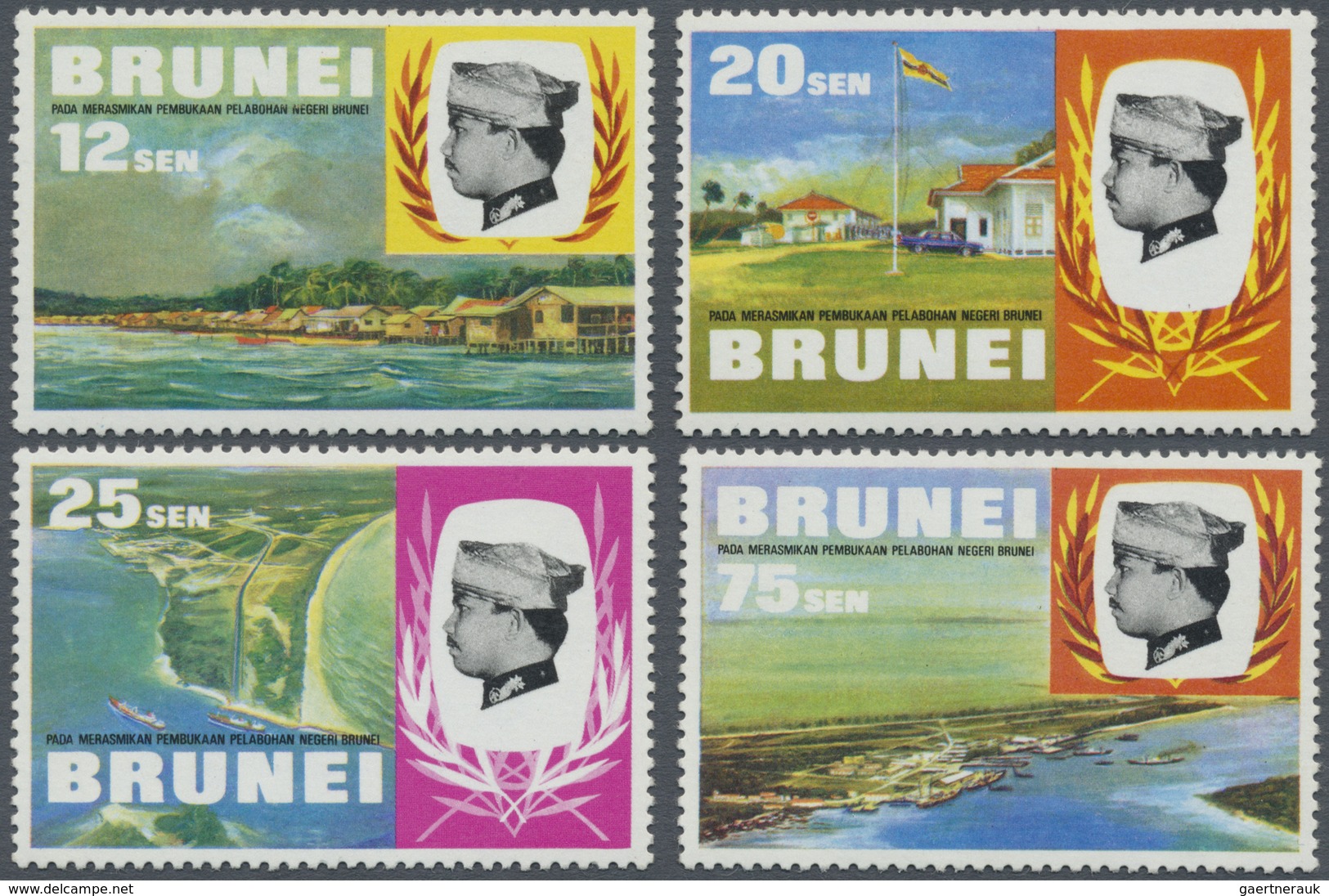 ** Brunei: 1979, Opening Of Ports And Harbours Complete Set Of Four On Watermarked Paper Prepared For U - Brunei (1984-...)