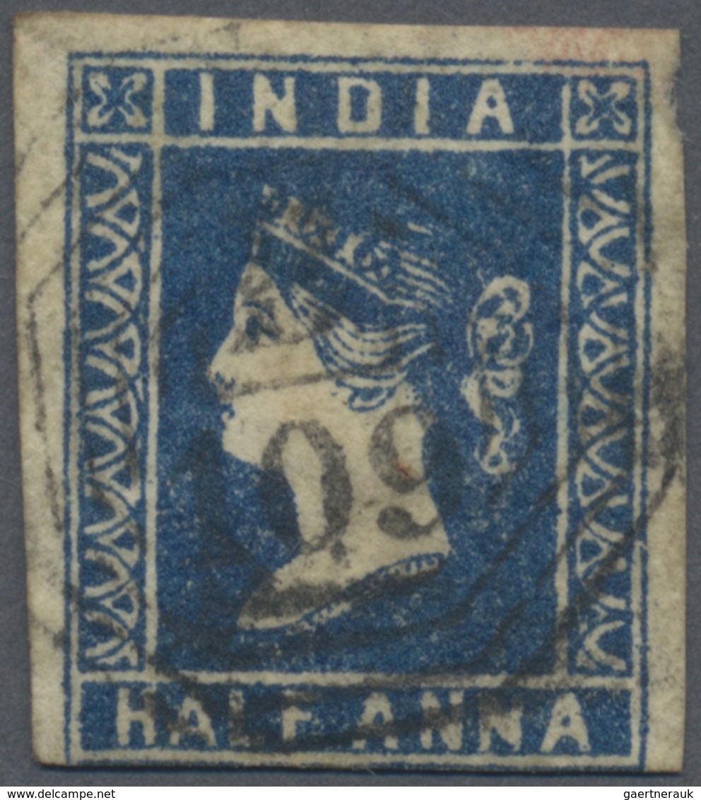 O Malaiische Staaten - Straits Settlements: 1854 India Lithographed ½a. Blue, Die I, Part Of Sheet Wat - Straits Settlements