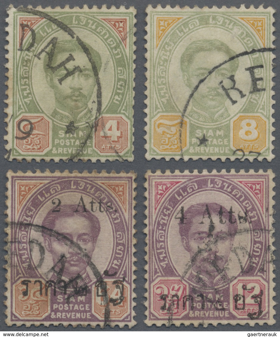 O Malaiische Staaten - Straits Settlements: 1887-1896 Four Siamese Stamps Used In Alor Star And Cancel - Straits Settlements