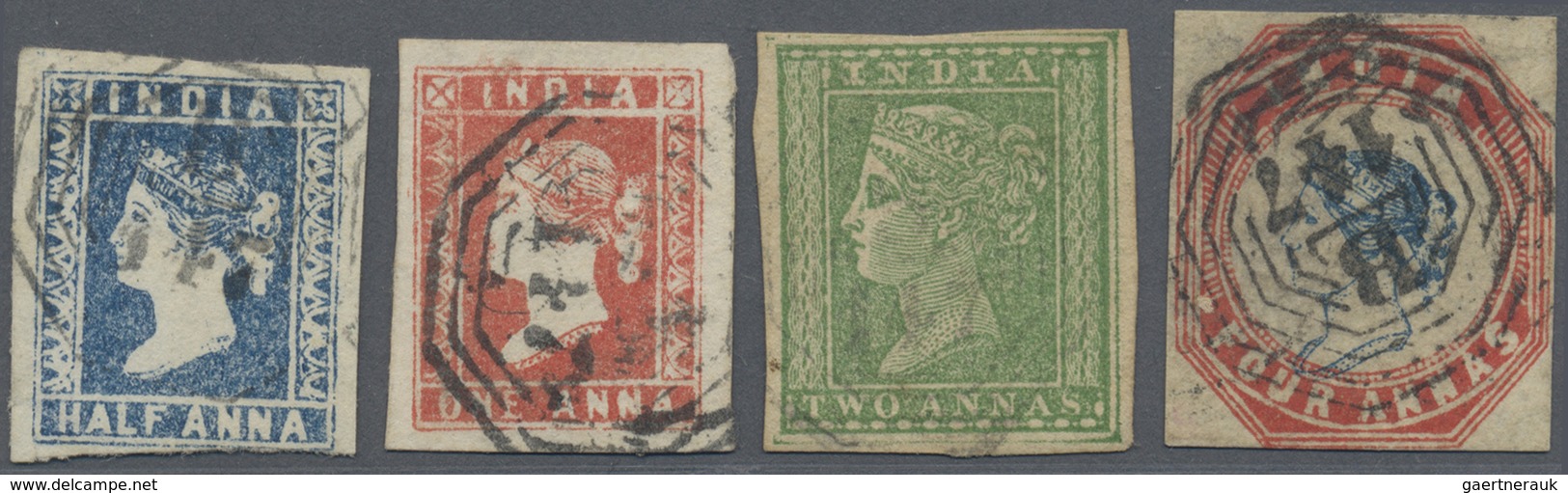 O Malaiische Staaten - Straits Settlements: 1854-55 Set Of Four Indian Stamps Used In Penang And Cance - Straits Settlements