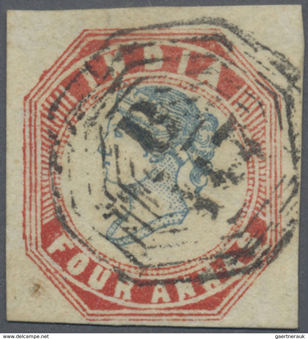 O Malaiische Staaten - Straits Settlements: 1854 India Lithographed 4a. Blue & Red, Head Die III, 4th - Straits Settlements