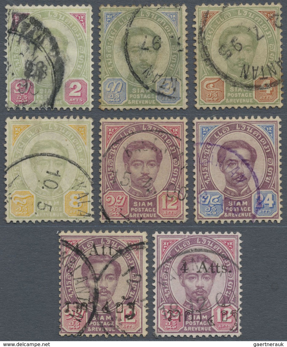 O Malaiische Staaten - Kelantan: 1887/1899: Eight SIAM Stamps Used At Kota Bharu P.O. And Cancelled By - Kelantan
