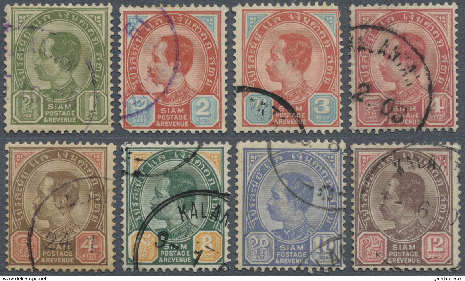 O Malaiische Staaten - Kelantan: 1899-1904: Short Set Of Eight SIAM 'King Chulalongkorn' Stamps Used A - Kelantan