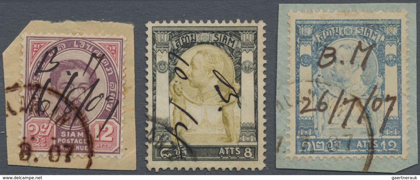 O Malaiische Staaten - Kelantan: 1887/1905: Three SIAM Stamps Used At BATU MENGKEBANG P.O. And Cancell - Kelantan