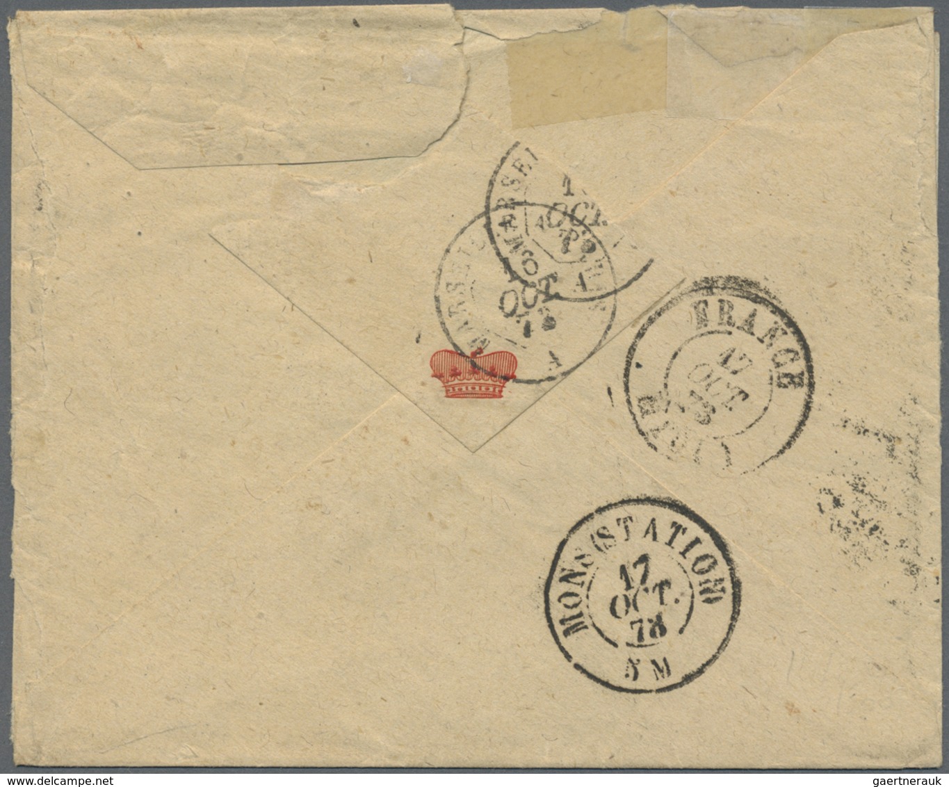 Br Cochinchina: 1873. Attractive Cover (roughly Opened, Closed Tear) From Saigon To Mons, Belgium, Fran - Andere & Zonder Classificatie