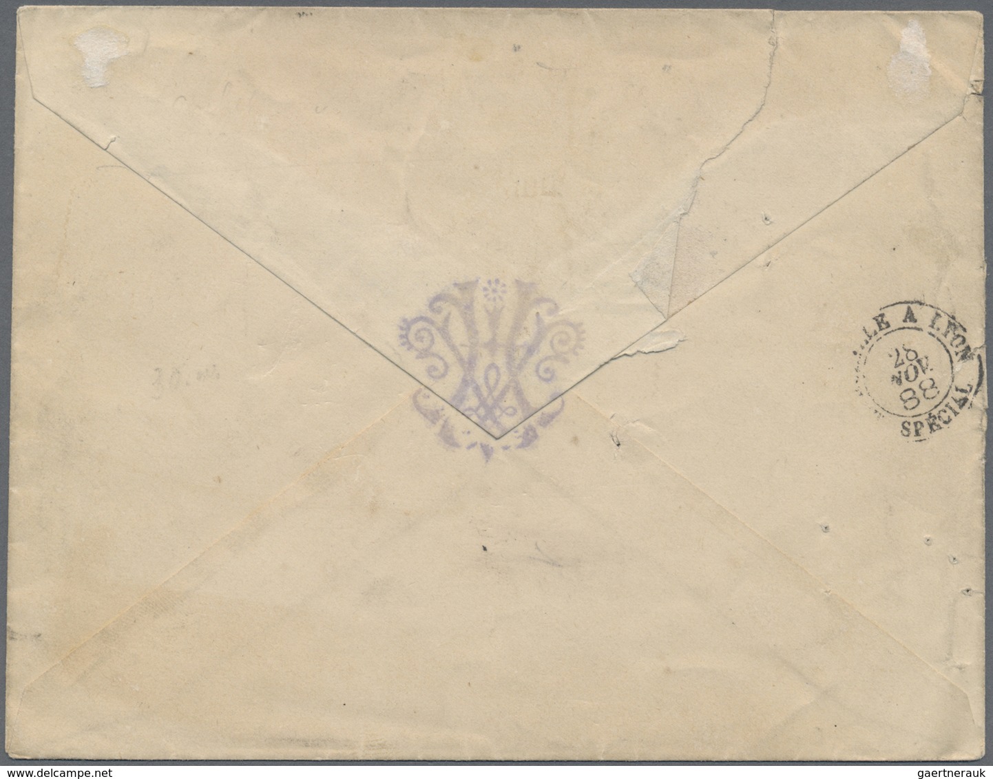 Br Hongkong: 1888. Stamp-less Envelope (roughly Opened) Written From The French Consulate In Hong Kong - Other & Unclassified