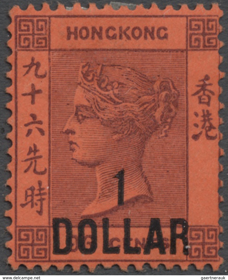 * Hongkong: 1891, $ 1 On 96 C. Purple On Red, Unused, Fresh Colour, Very Fine, Signed Scheller And Fot - Other & Unclassified