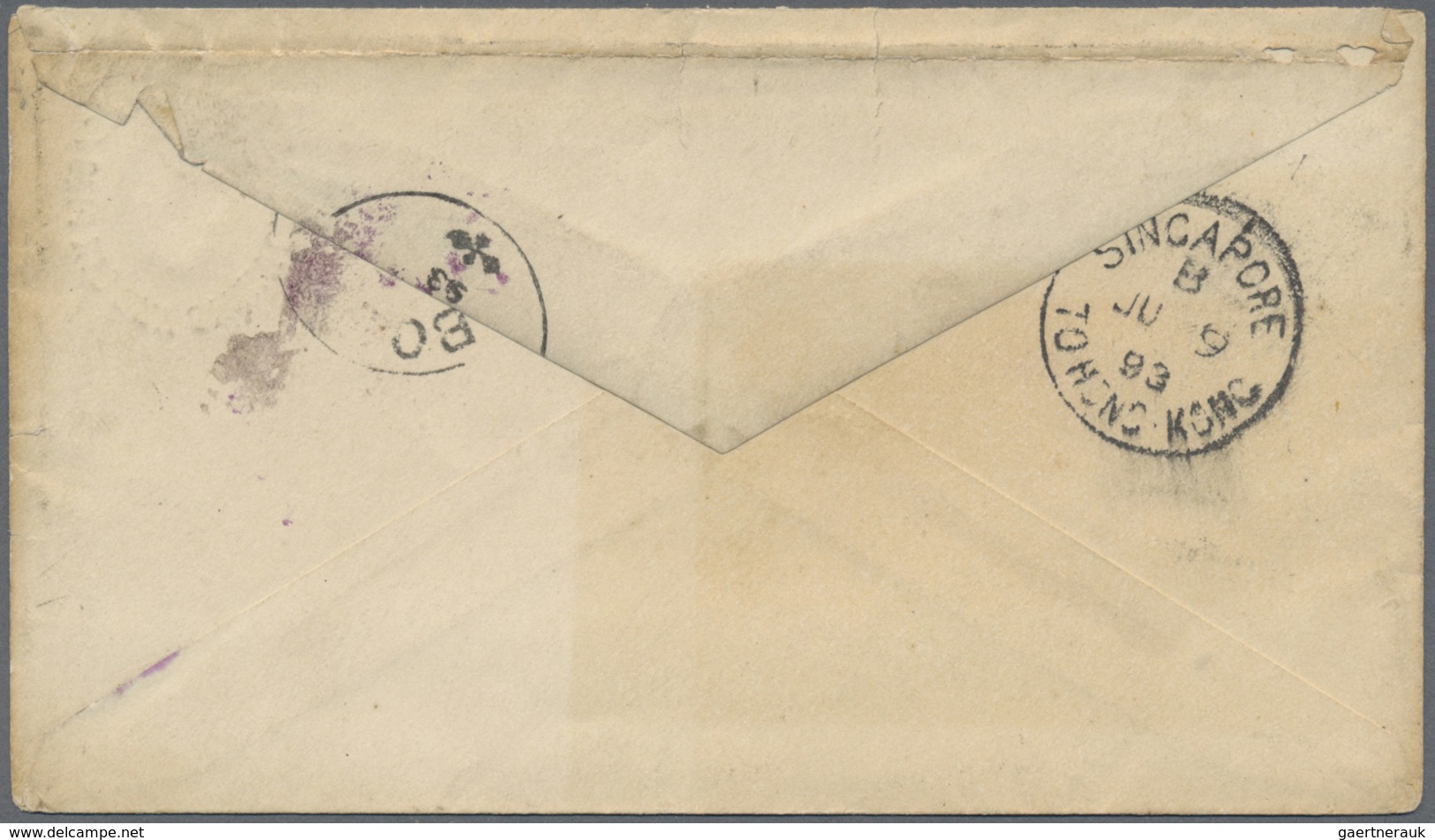 GA Hongkong: 1893. Indian Postal Stationery Envelope 2a 6p Orange Cancelled By Poona Squared Circle Add - Andere & Zonder Classificatie