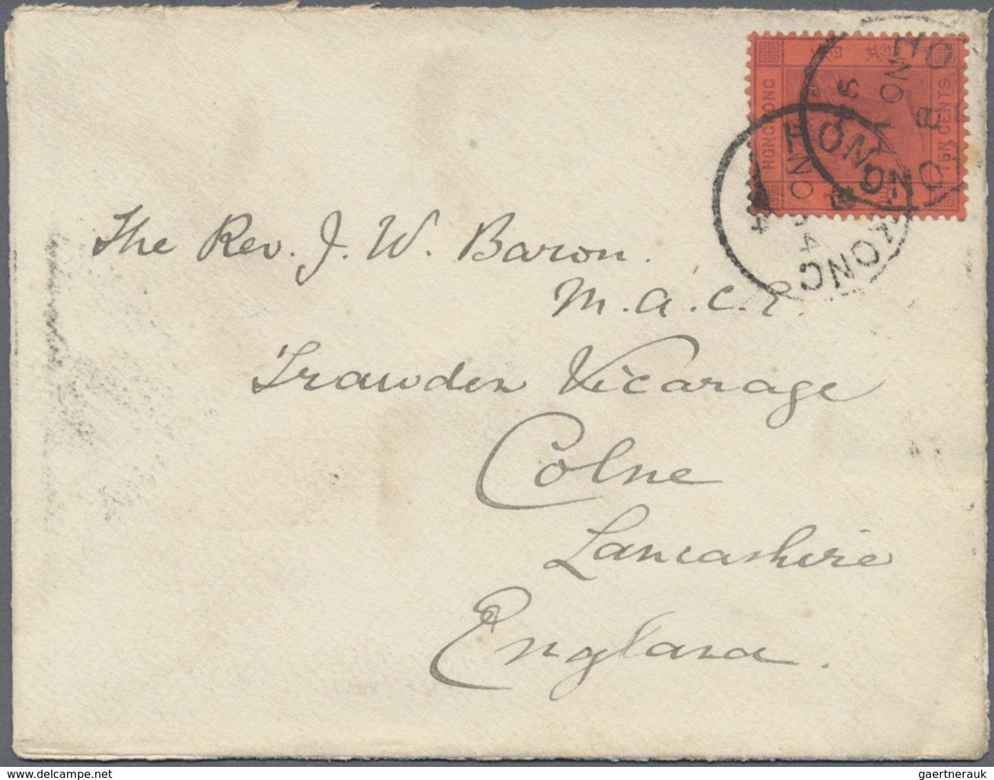 Br Hongkong: 1894. Envelope Addressed To England Written From H.M.S Edgar At Chefoo Routed Via Hong Kon - Other & Unclassified