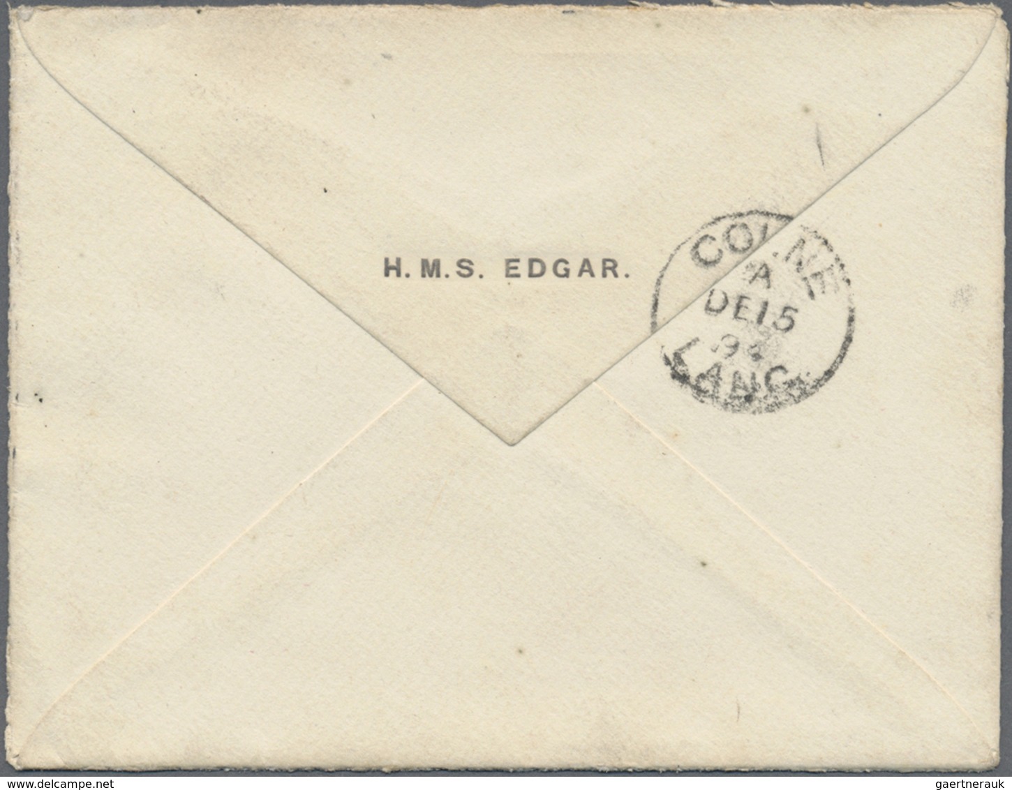 Br Hongkong: 1894. Envelope Addressed To England Written From H.M.S Edgar At Chefoo Routed Via Hong Kon - Other & Unclassified