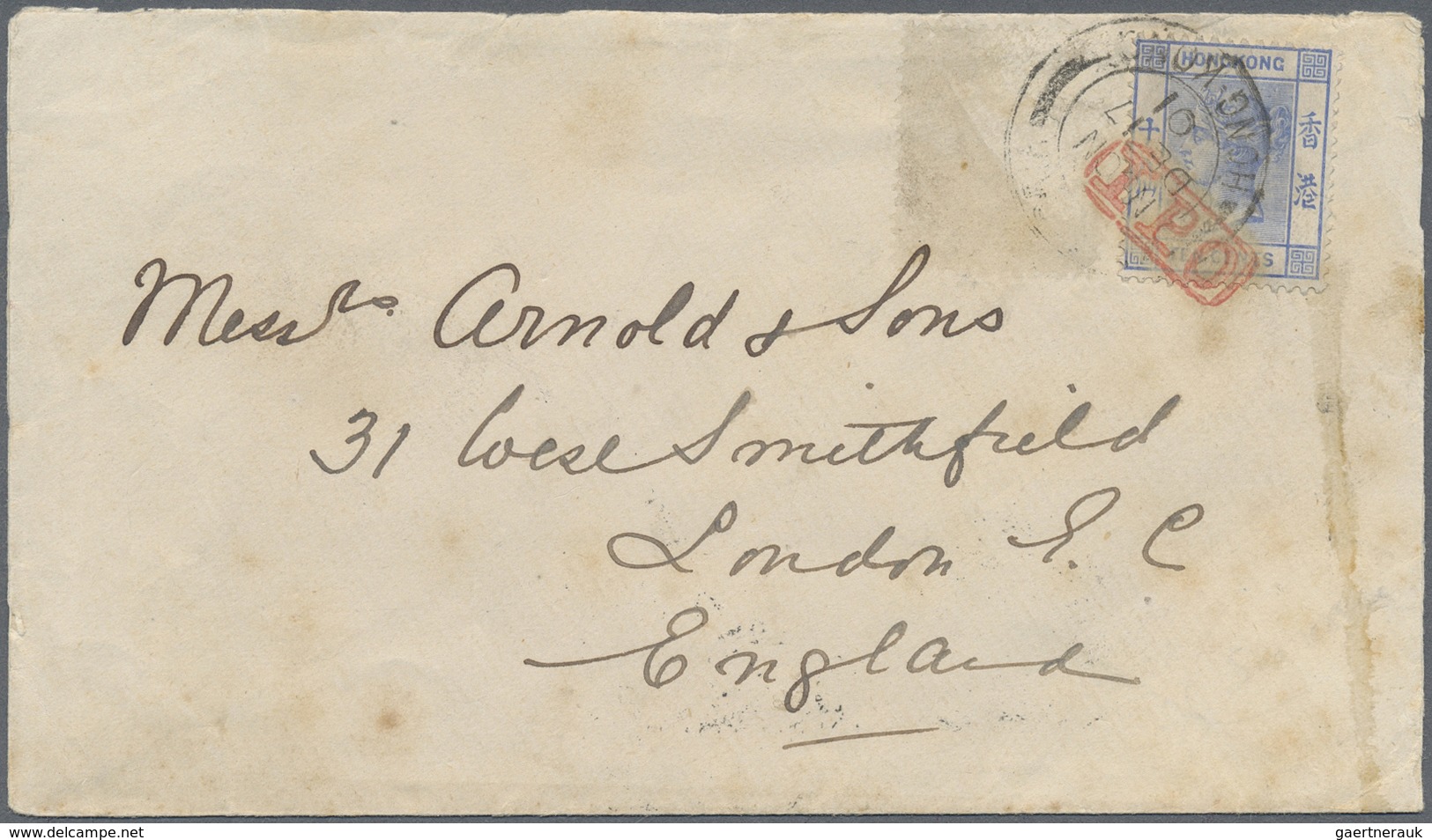 Br Hongkong: 1901. Envelope (small Faults) Addressed To London Bearing Chinese Imperial Post SG 110, 2c - Andere & Zonder Classificatie