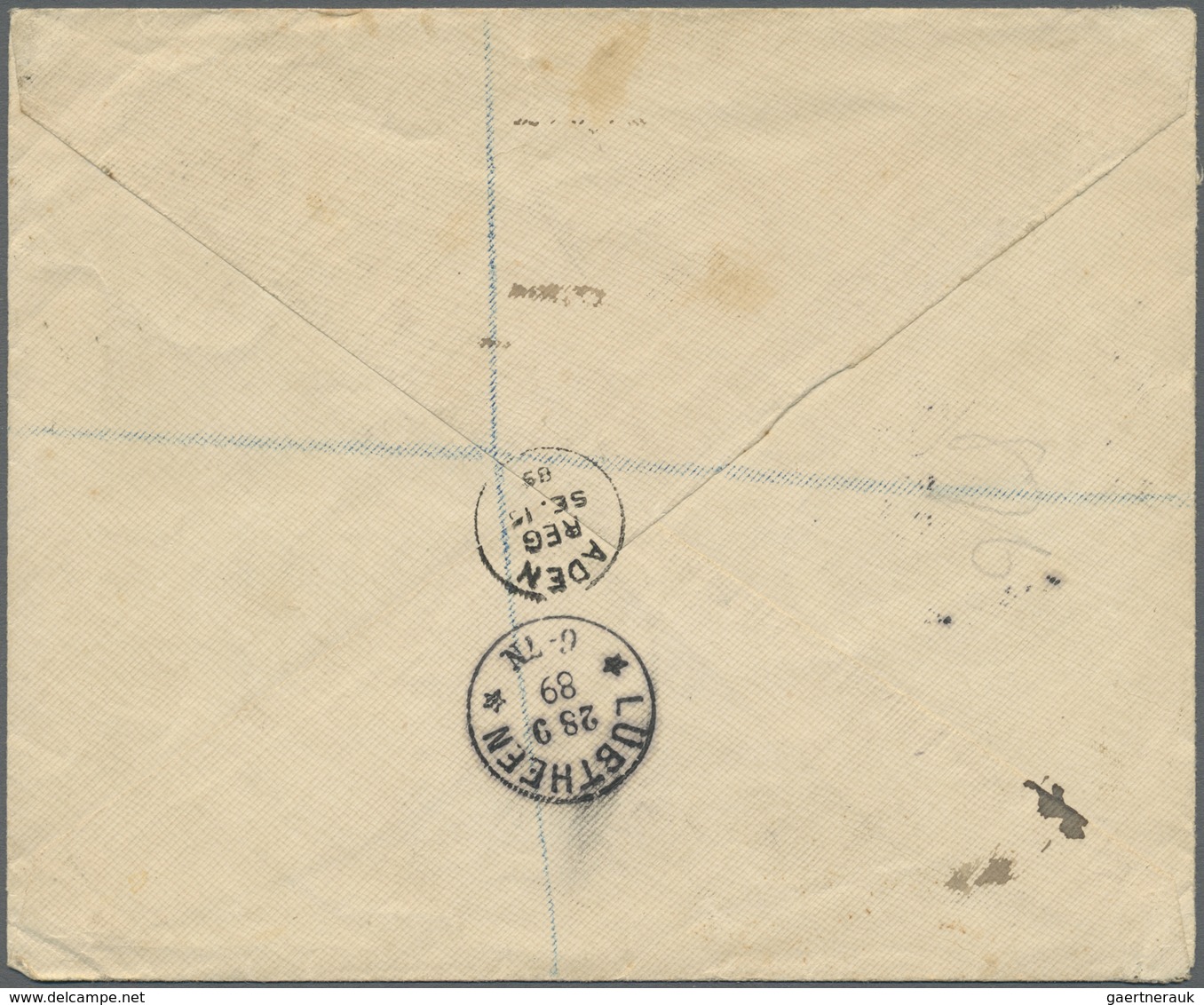 Br Indien - Used Abroad: ADEN 1889: Registered Cover From Aden To Lübtheen, Mecklenburg, Germany Franke - Other & Unclassified