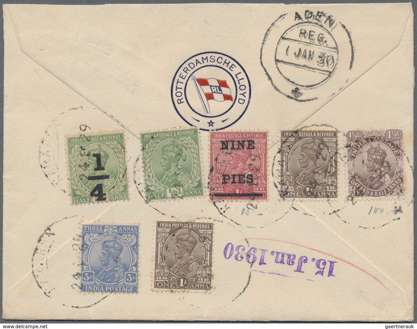 Br Indien - Used Abroad: ADEN-KAMARAN ISLAND 1929: Registered Cover To Amsterdam, Holland, (printed Rot - Other & Unclassified