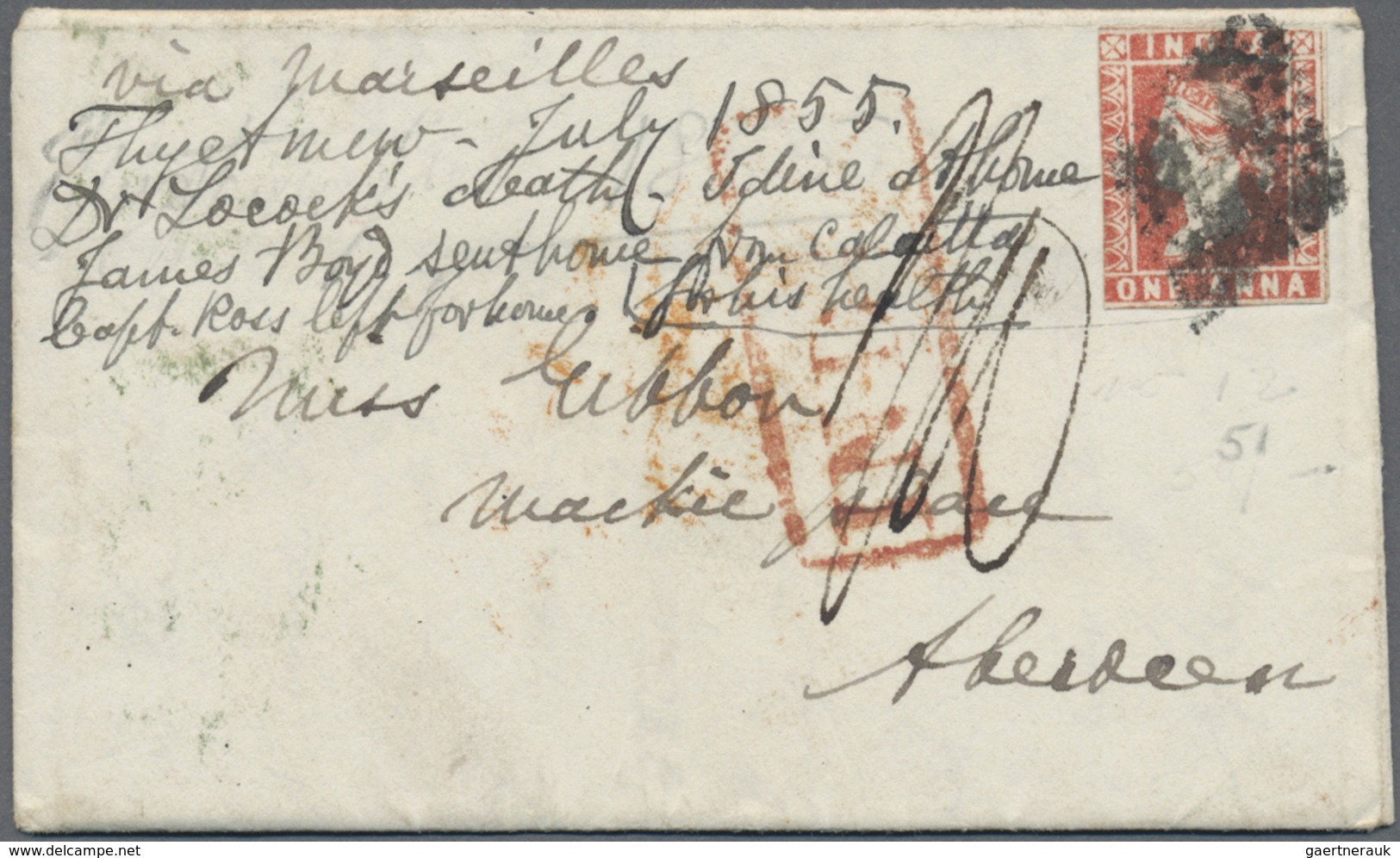 Br Indien - Used Abroad: BURMA 1855: Small Cover + Full Contents From Thyetmyo To Aberdeen, Dated Insid - Other & Unclassified