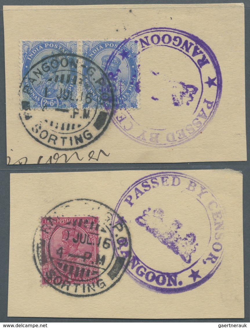 Brfst Indien - Used Abroad: BURMA 1916, WWI Censored Mail From Burma To China: Four Pieces With Violet 'Pa - Andere & Zonder Classificatie
