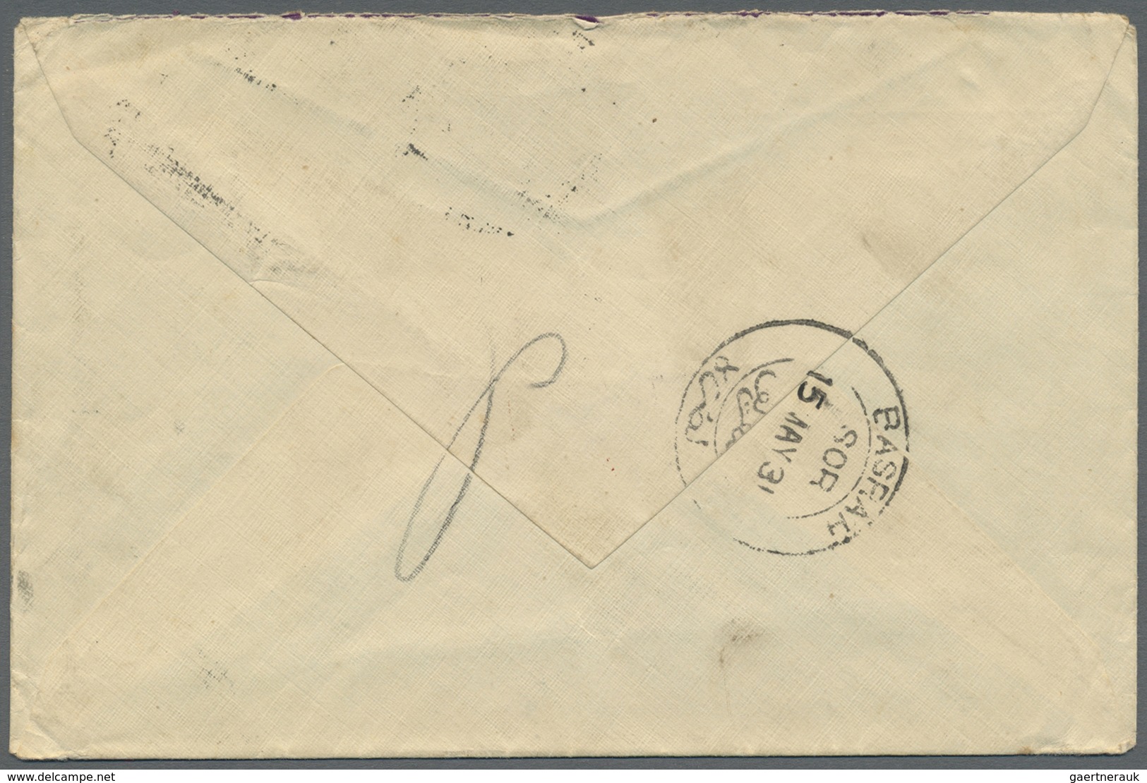 Br Irak: 1931. Air Mail Envelope (Bagdad-London) Addresed To England Bearing Iraq SG 86, 6a Blue/green - Iraq