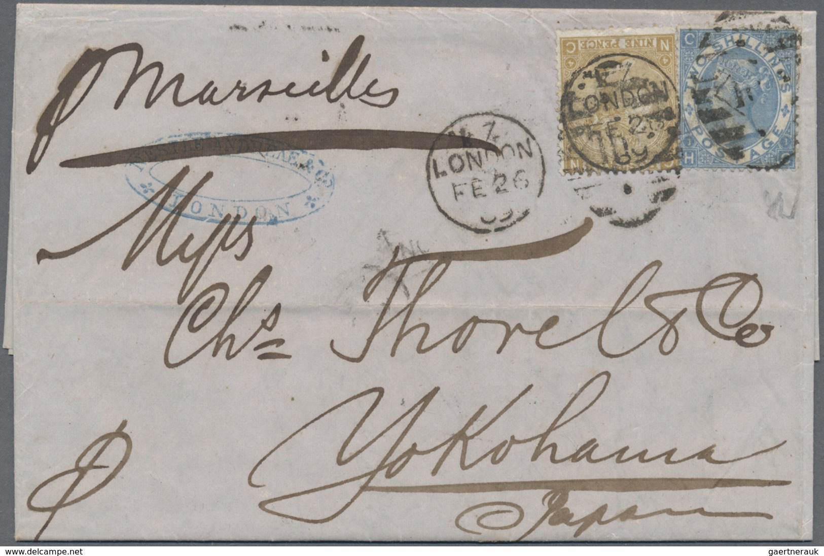 Br Japan - Besonderheiten: Incoming Mail, 1867, GB, QV 9d Straw And 2 Sh. Dull Blue On Entire Folded Le - Other & Unclassified