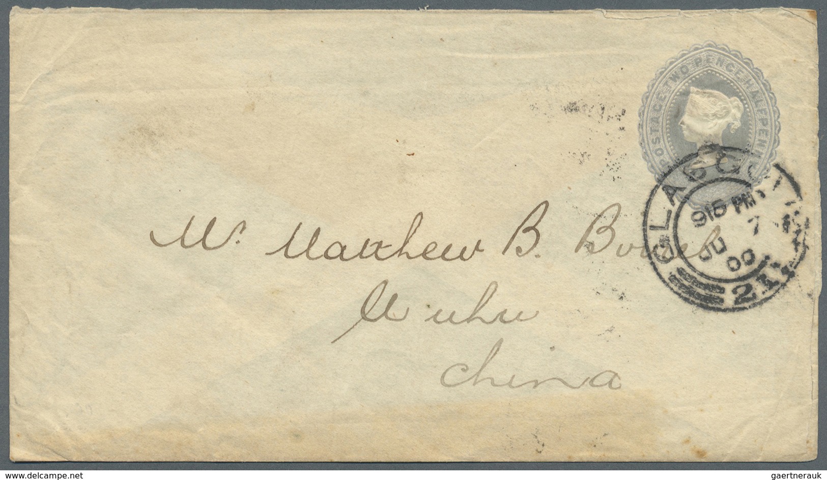 GA China - Incoming Mail: Great Britain, 1900. Great Britain Postal Stationery Envelope (toned) 2½ D Gr - Other & Unclassified