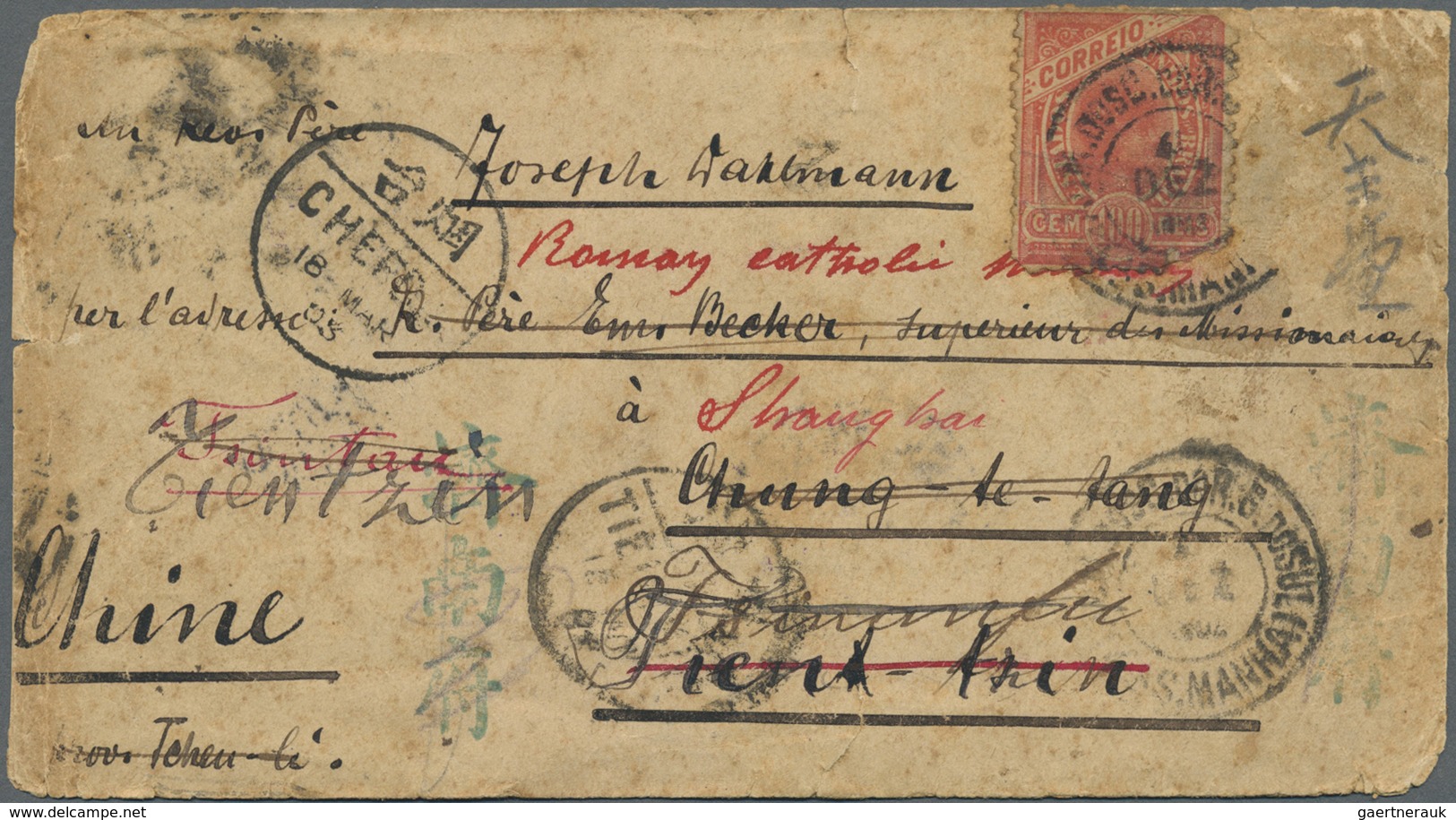 Br China - Incoming Mail: 1902/03, Brazil: 400 R. (another Stamp Fallen Off) Canc. TPO "4 DEZ. 02" Via - Other & Unclassified