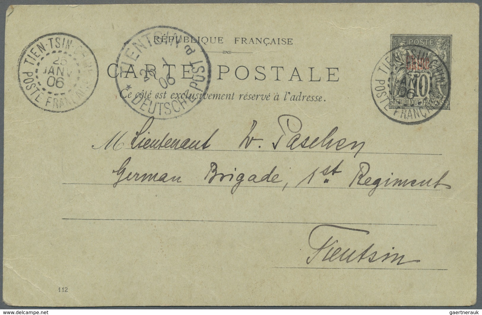 GA China - Fremde Postanstalten / Foreign Offices: 1906. French Postal Stationery Card 10c Black Cancel - Andere & Zonder Classificatie