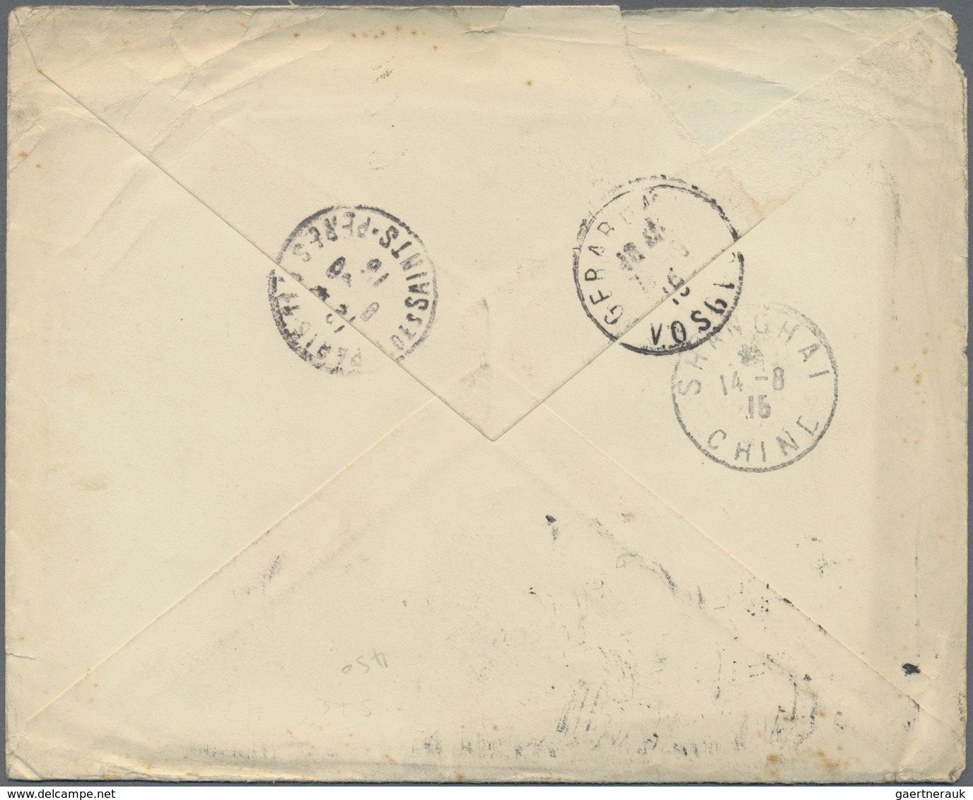 Br China - Fremde Postanstalten / Foreign Offices: French Offices, 1915. Envelope (roughly Opened, Tone - Other & Unclassified