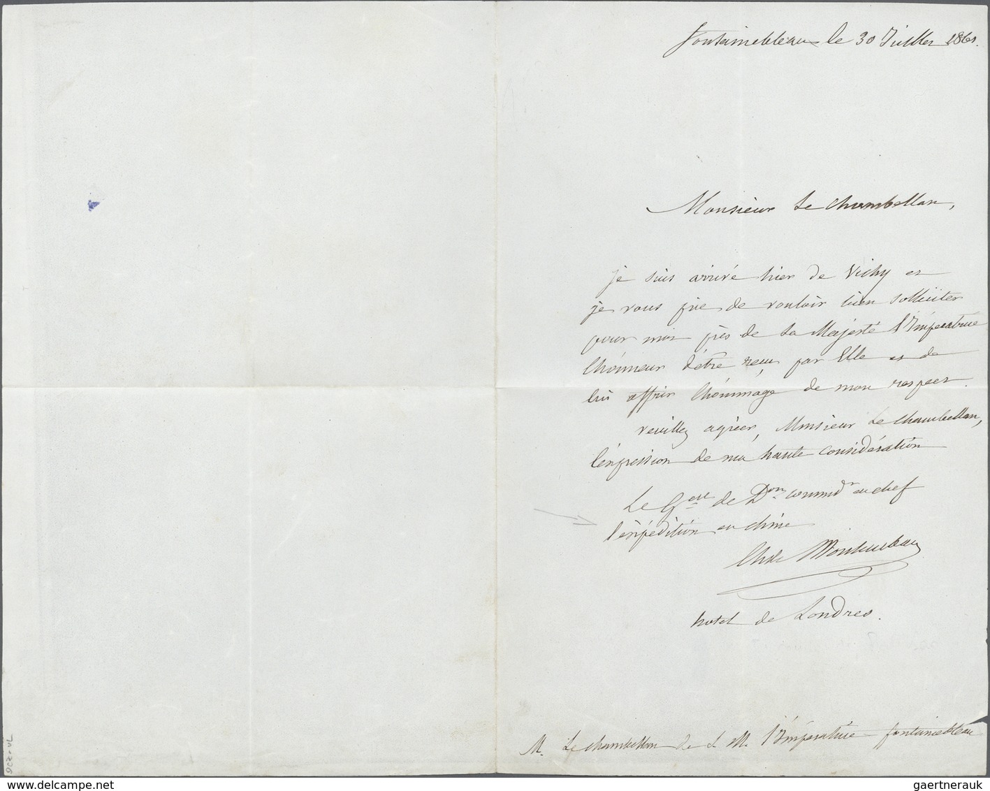 Br China - Besonderheiten: China 2nd Opium War, Autographed And Signed Letter (the Contents Only) By GE - Andere & Zonder Classificatie